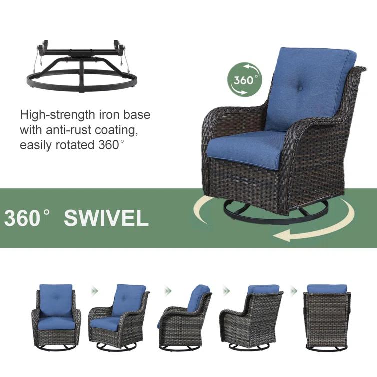 Carolina Outdoor Wicker Swivel Glide Chair with Cushions