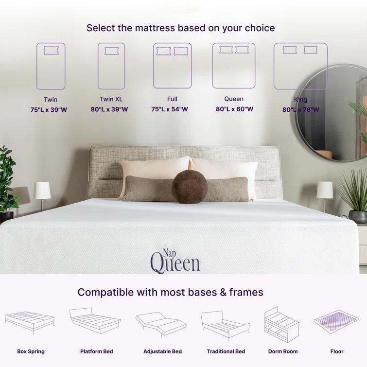 Nap Queen Elizabeth, Cooling Gel Infused Medium Firm Memory Foam Mattress