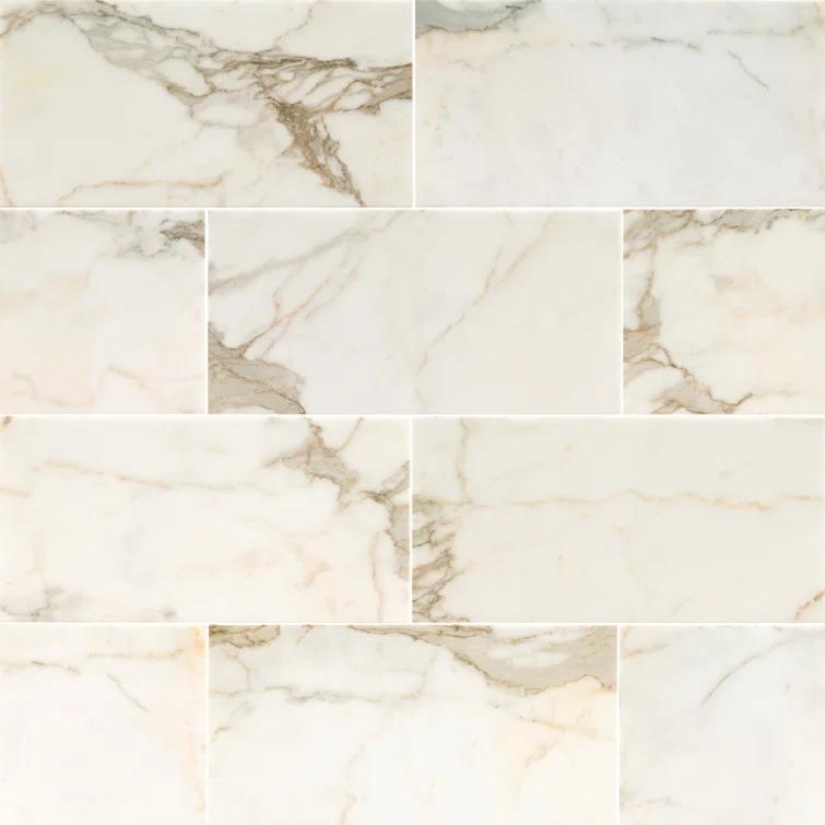 Bianco Dolomite Beveled 12" x 24" Polished Marble Wall & Floor Tile