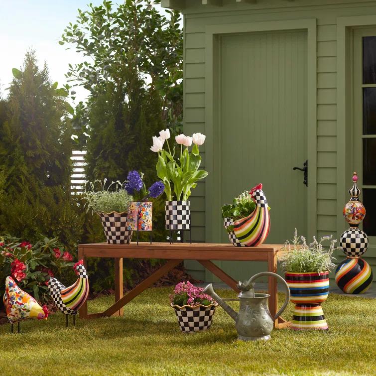Avant Garden Hand-Painted Stripe Chicken Figurine
