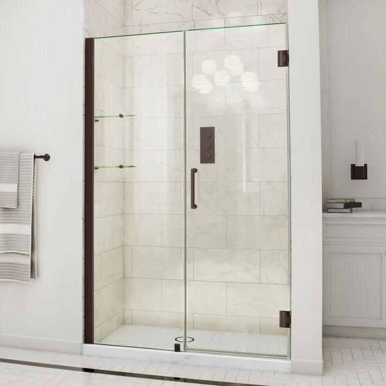 Unidoor 41" W x 72" H Hinged Frameless Shower Door with Clearmax™ Technology