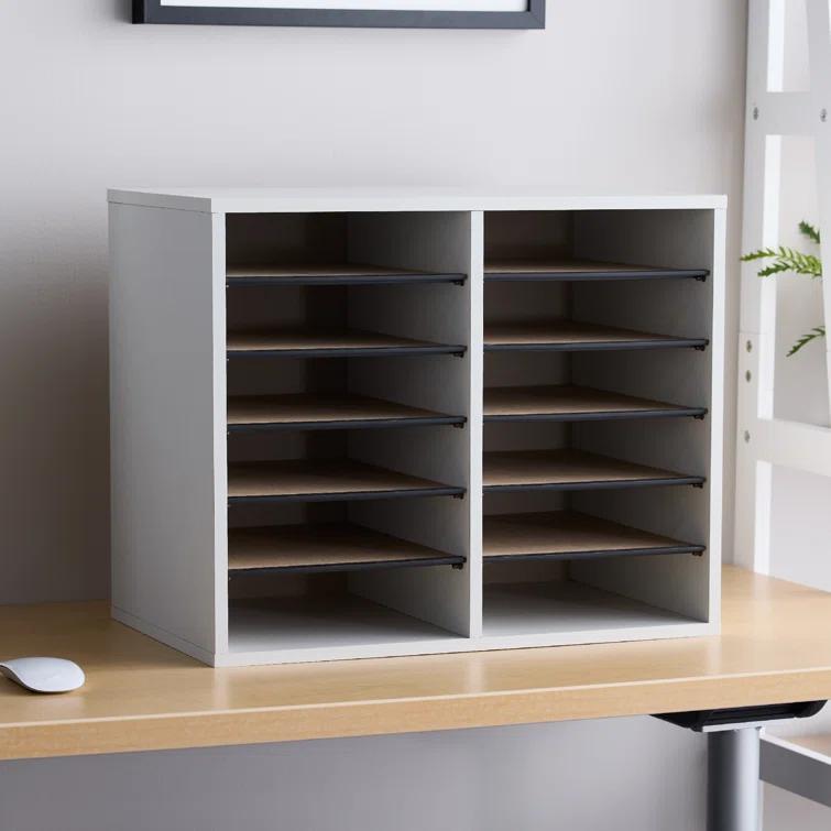 Wood Adjustable-Compartment Literature Organizer (Desktop)