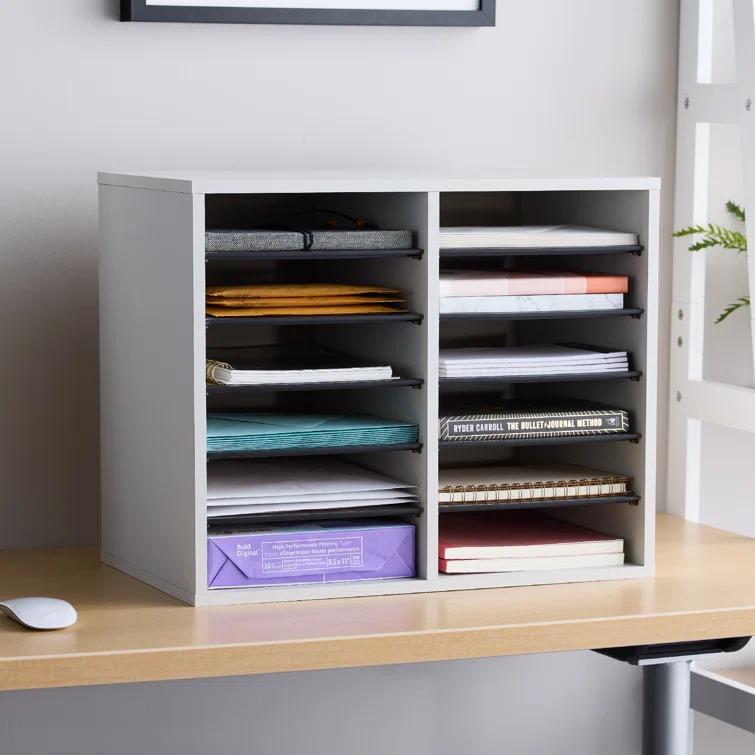 Wood Adjustable-Compartment Literature Organizer (Desktop)