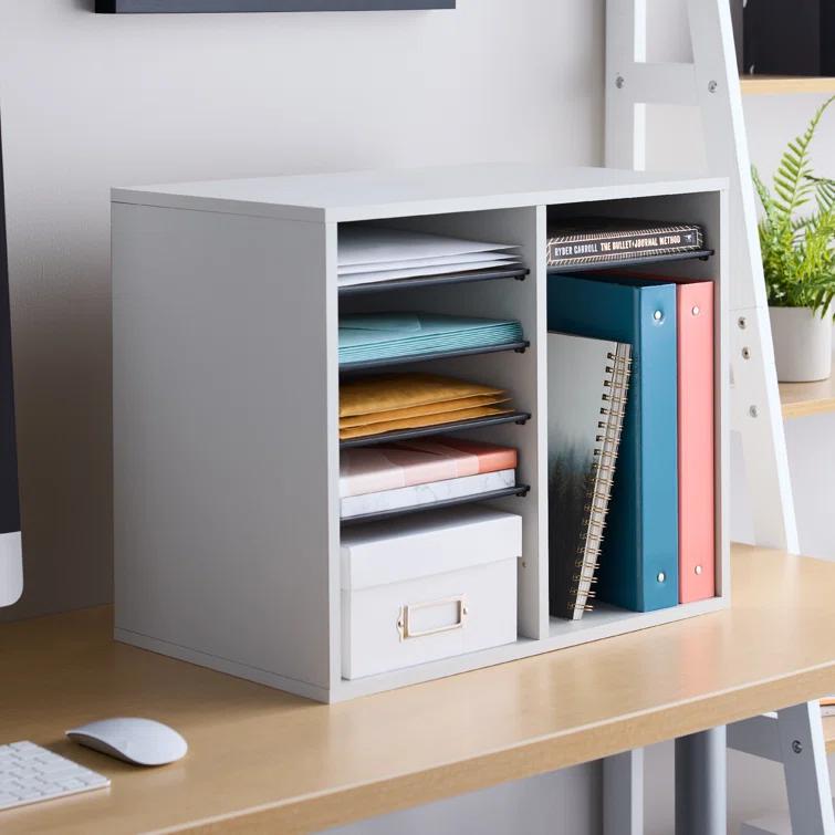 Wood Adjustable-Compartment Literature Organizer (Desktop)