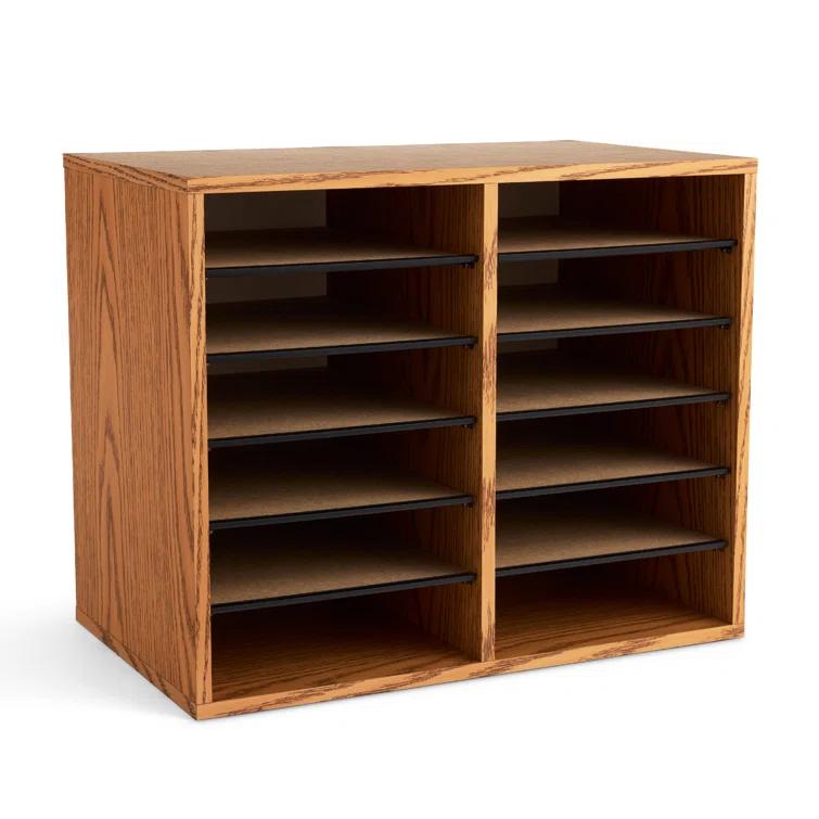 Wood Adjustable-Compartment Literature Organizer (Desktop)
