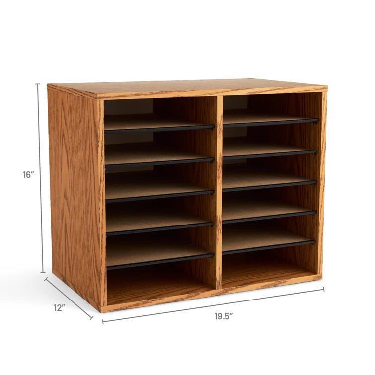 Wood Adjustable-Compartment Literature Organizer (Desktop)