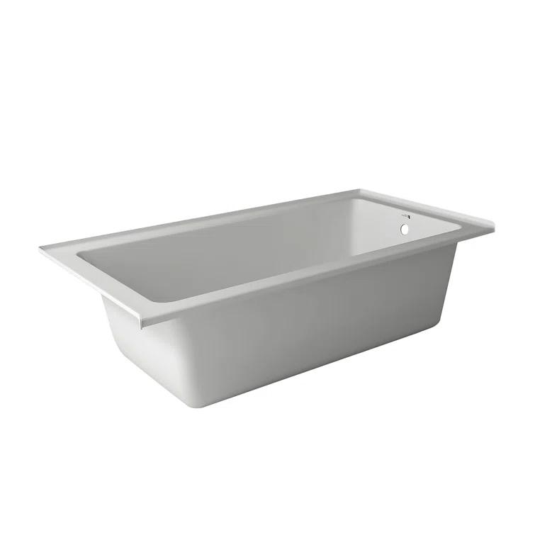 Alcove 66" x 32" Soaking Fiberglass Bathtub
