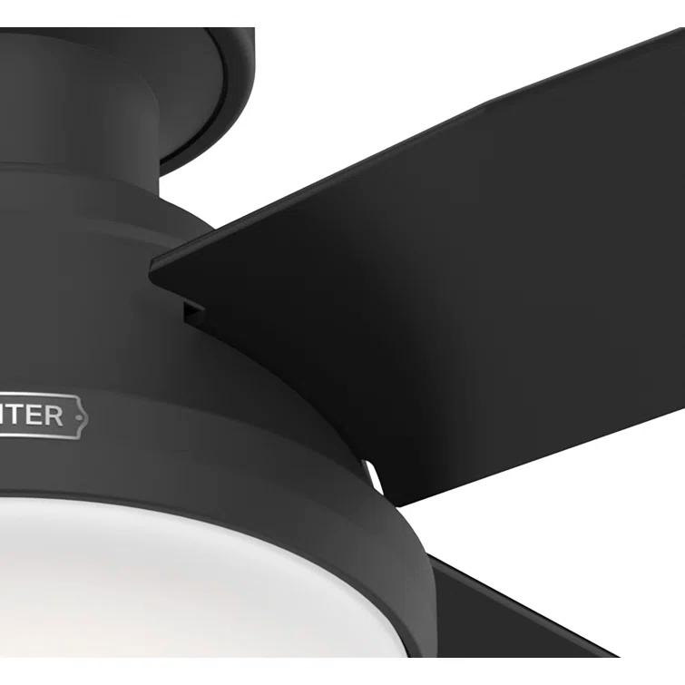 Dempsey Low Profile 44" 4 - Blade Indoor Flush Mount Small Room Ceiling Fan with Lights and Remote