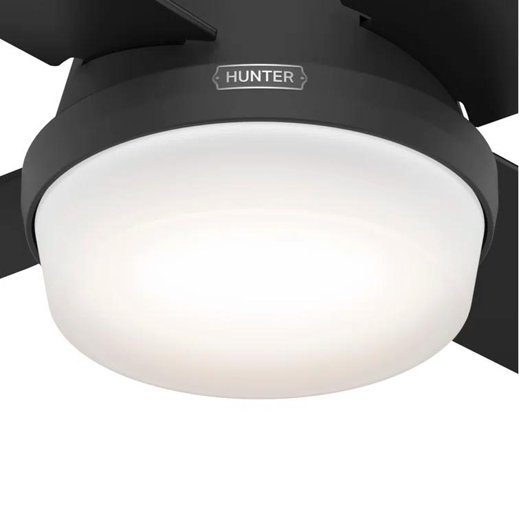 Dempsey Low Profile 44" 4 - Blade Indoor Flush Mount Small Room Ceiling Fan with Lights and Remote