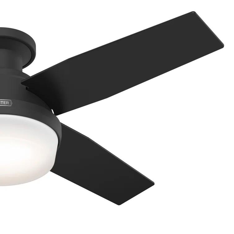 Dempsey Low Profile 44" 4 - Blade Indoor Flush Mount Small Room Ceiling Fan with Lights and Remote