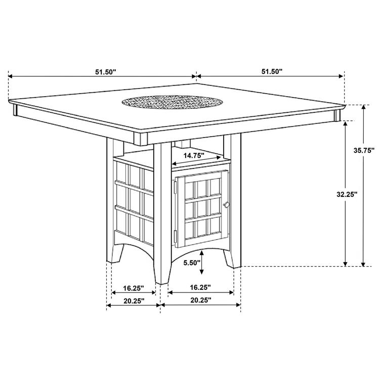 Gabriel Square Counter Height Dining Table Cappuccino