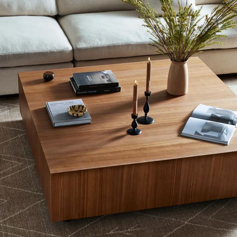Ashen Walnut Square Wood Coffee Table with Storage