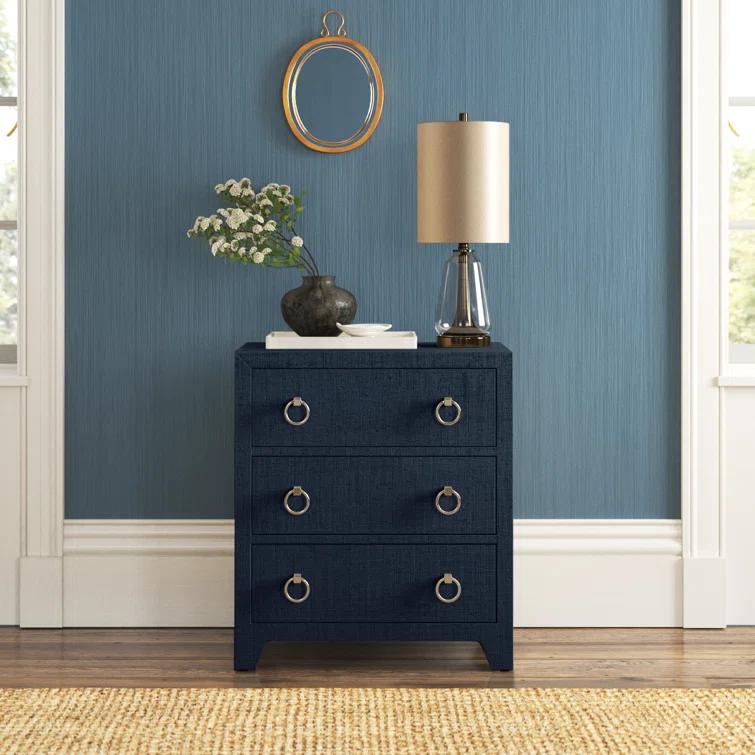 Butler Specialty Company Bar Harbor Raffia 3 Drawer Chest - Navy Blue