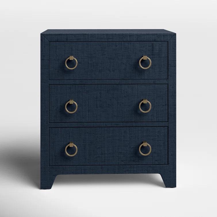 Butler Specialty Company Bar Harbor Raffia 3 Drawer Chest - Navy Blue