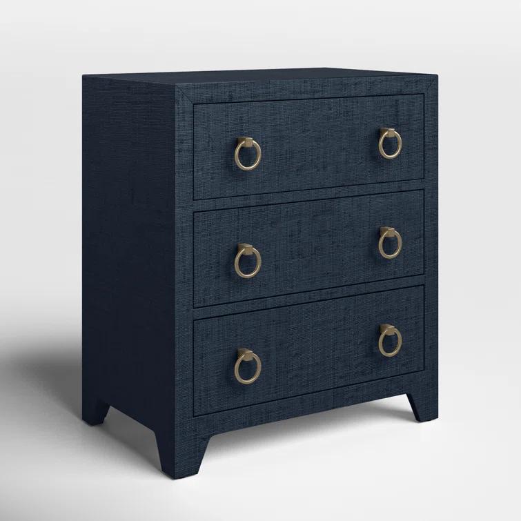Butler Specialty Company Bar Harbor Raffia 3 Drawer Chest - Navy Blue