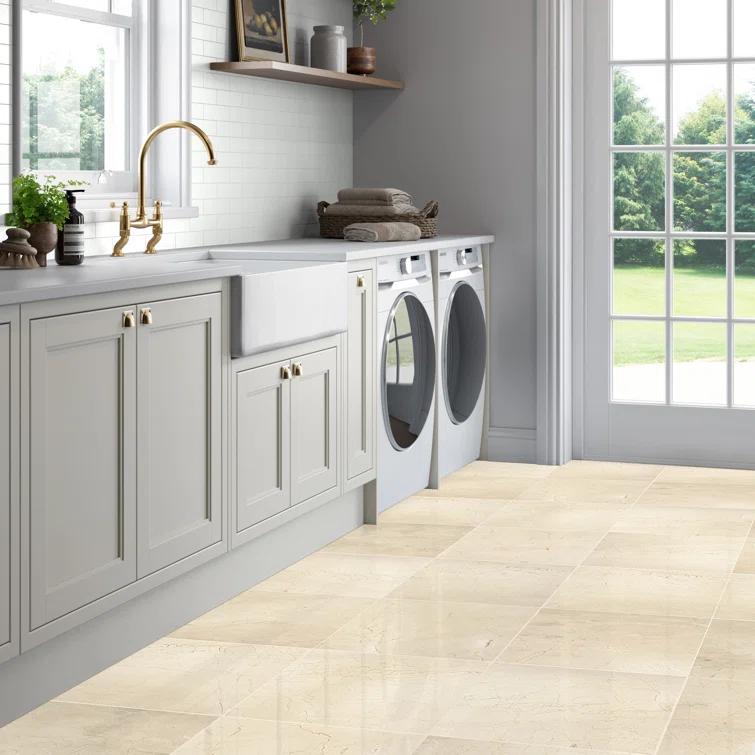 Crema Marfil 18" x 18" Marble Look Wall & Floor Tile