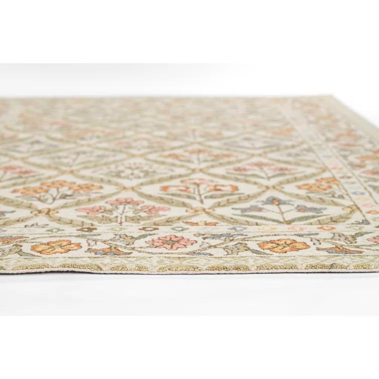 Momeni 2'x3' Cotswold Castle Combe Floral Handtufted Accent Rug Green: Wool, Medium Pile, Indoor, Classic Pattern