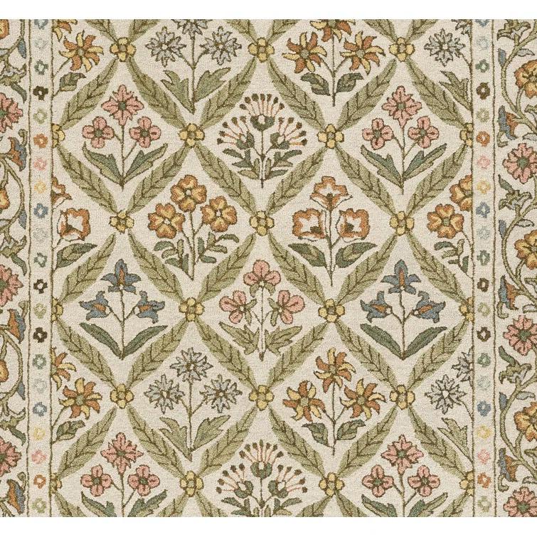 Handmade Green Wool and Viscose Tufted Runner Rug 2.6x8
