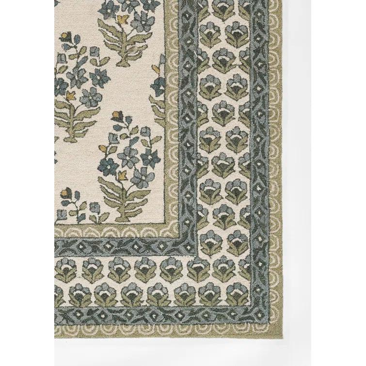 Momeni 3'6"x5'6" Cotswold Bourton Floral Handtufted Area Rug Green: Wool, Medium Pile, Botanical Pattern, Indoor Use