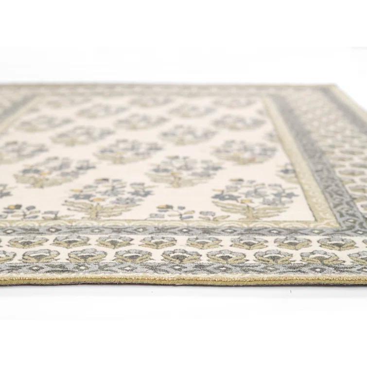 Momeni 3'6"x5'6" Cotswold Bourton Floral Handtufted Area Rug Green: Wool, Medium Pile, Botanical Pattern, Indoor Use