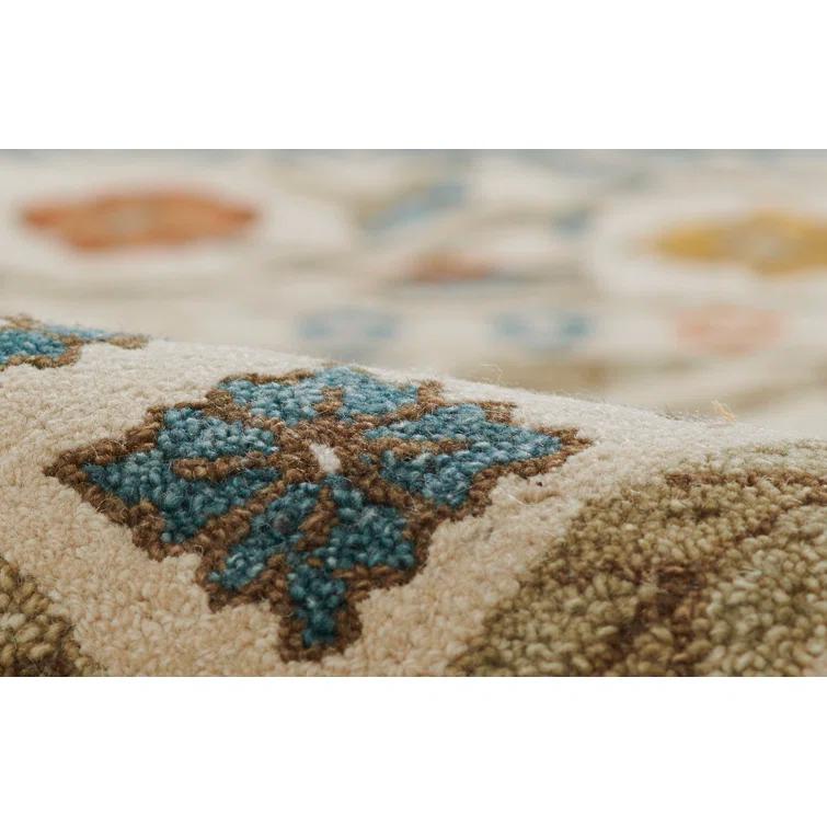 Handmade Tufted Blue Wool and Viscose Floral 8' x 10' Area Rug