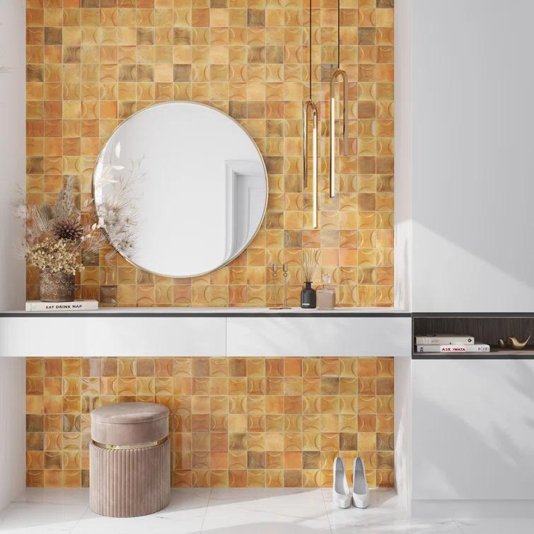 Antiek 3.94 in. x 3.94 in. Glossy Ceramic Square Deco Wall Tile (6.68 sq. ft./case) (60-pack)