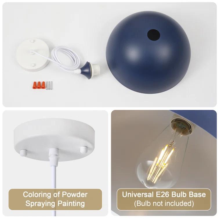 Danialah 1 - Light Industrial Dome Single Pendant with Metal Dome
