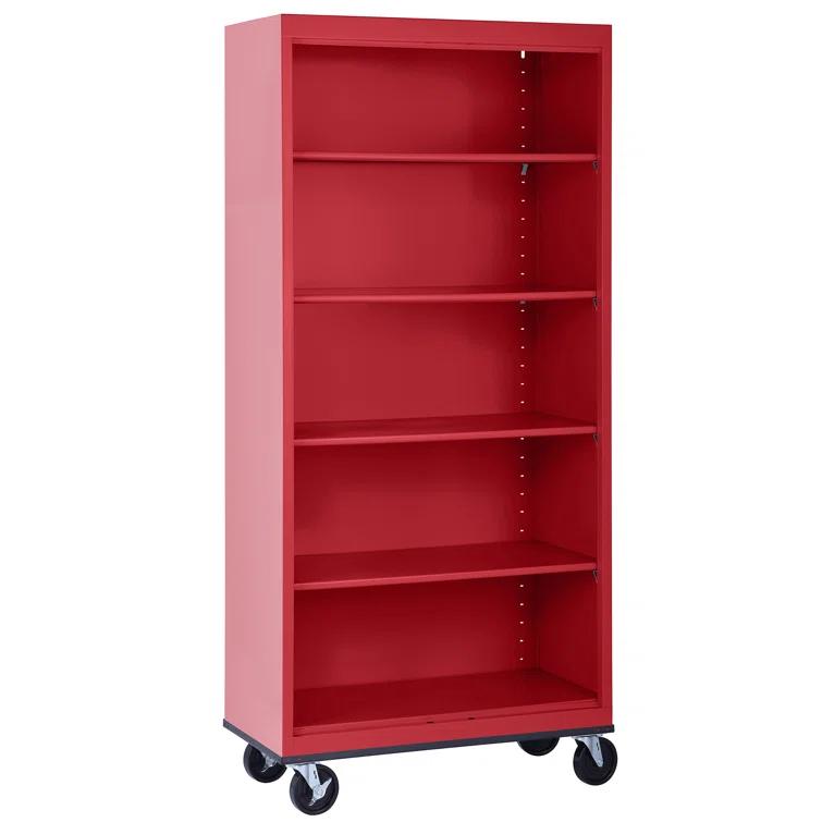 Sandusky Lee 36" W x 18" D x 78" H Steel Mobile Bookcase with 4 Adjustable Shelves by Sandusky