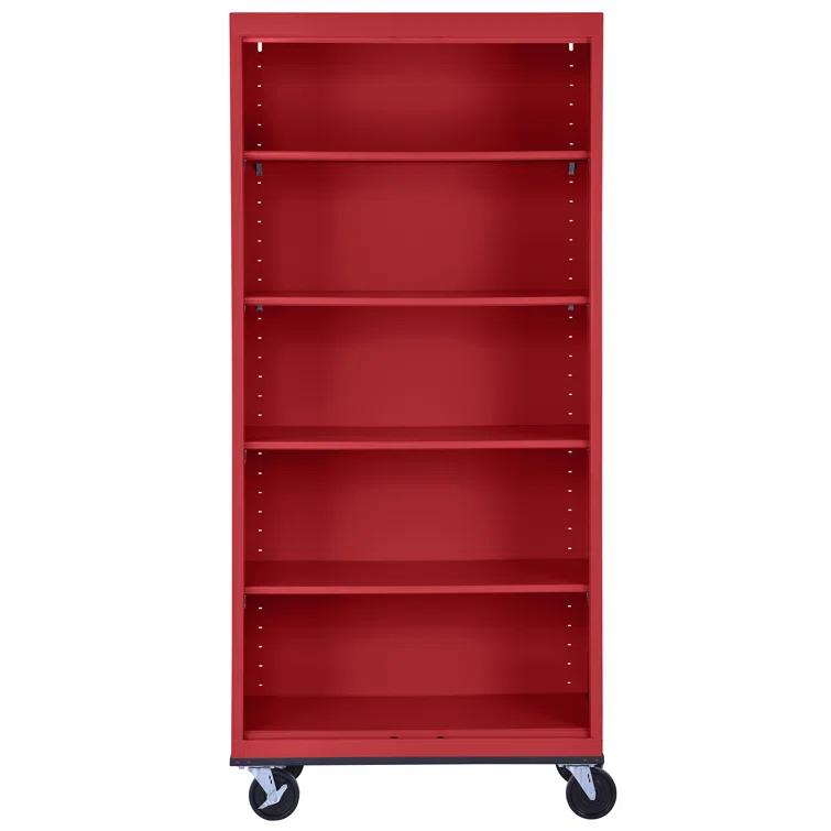 Sandusky Lee 36" W x 18" D x 78" H Steel Mobile Bookcase with 4 Adjustable Shelves by Sandusky