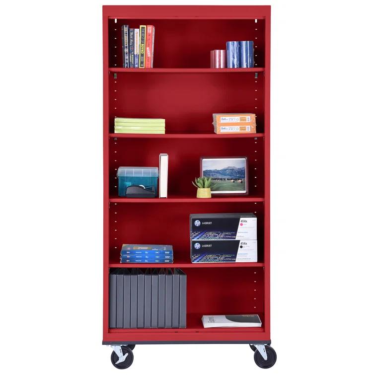 Sandusky Lee 36" W x 18" D x 78" H Steel Mobile Bookcase with 4 Adjustable Shelves by Sandusky