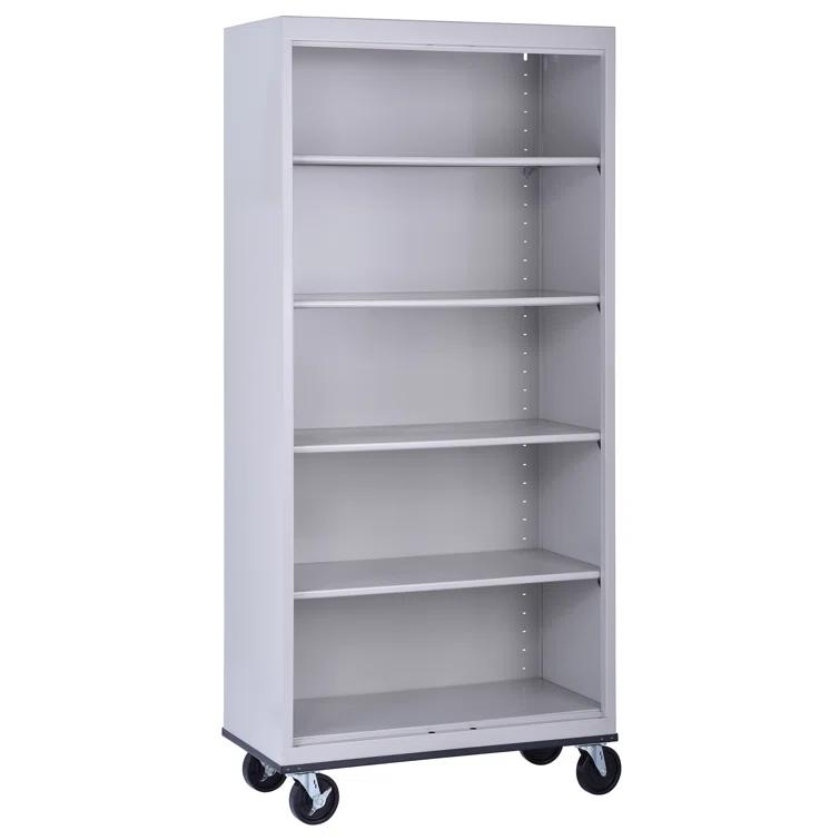 Sandusky Lee 36" W x 18" D x 78" H Steel Mobile Bookcase with 4 Adjustable Shelves by Sandusky