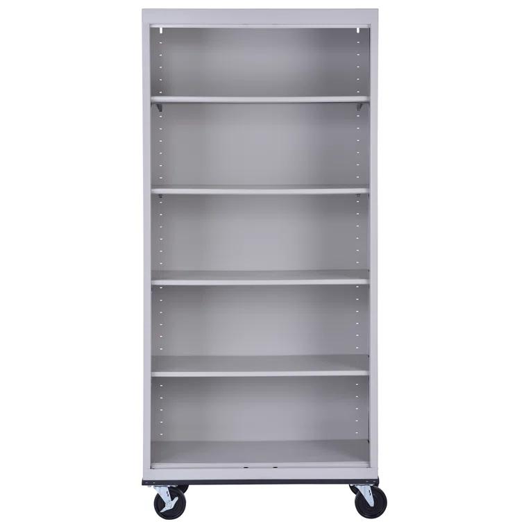 Sandusky Lee 36" W x 18" D x 78" H Steel Mobile Bookcase with 4 Adjustable Shelves by Sandusky