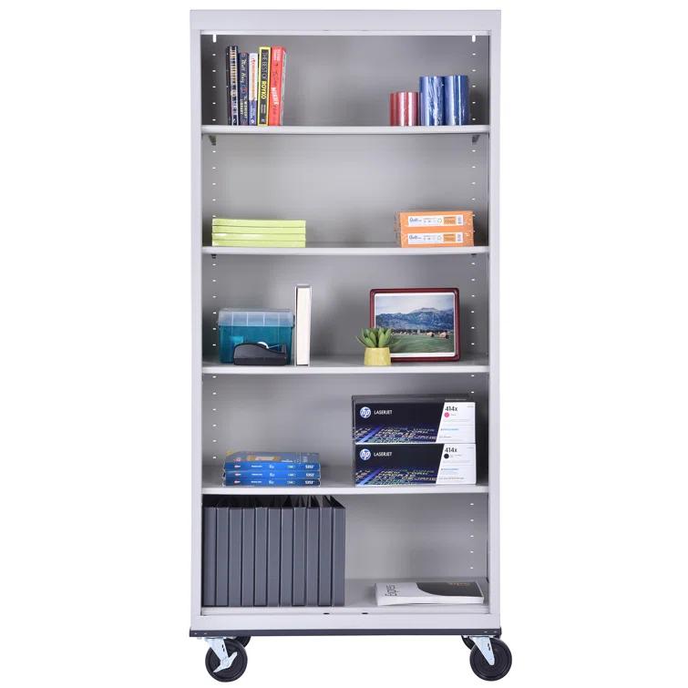 Sandusky Lee 36" W x 18" D x 78" H Steel Mobile Bookcase with 4 Adjustable Shelves by Sandusky