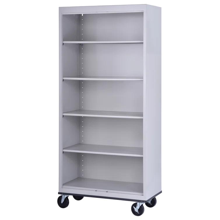 Sandusky Lee 36" W x 18" D x 78" H Steel Mobile Bookcase with 4 Adjustable Shelves by Sandusky