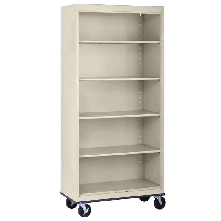 Sandusky Lee 36" W x 18" D x 78" H Steel Mobile Bookcase with 4 Adjustable Shelves by Sandusky
