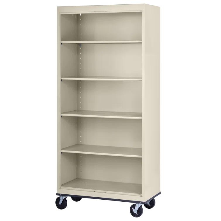 Sandusky Lee 36" W x 18" D x 78" H Steel Mobile Bookcase with 4 Adjustable Shelves by Sandusky
