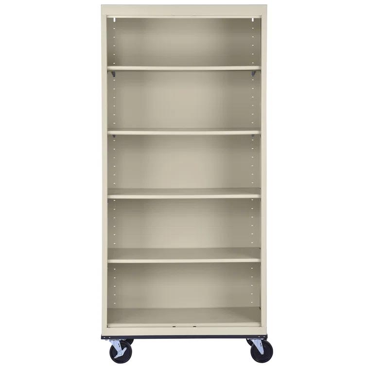 Sandusky Lee 36" W x 18" D x 78" H Steel Mobile Bookcase with 4 Adjustable Shelves by Sandusky