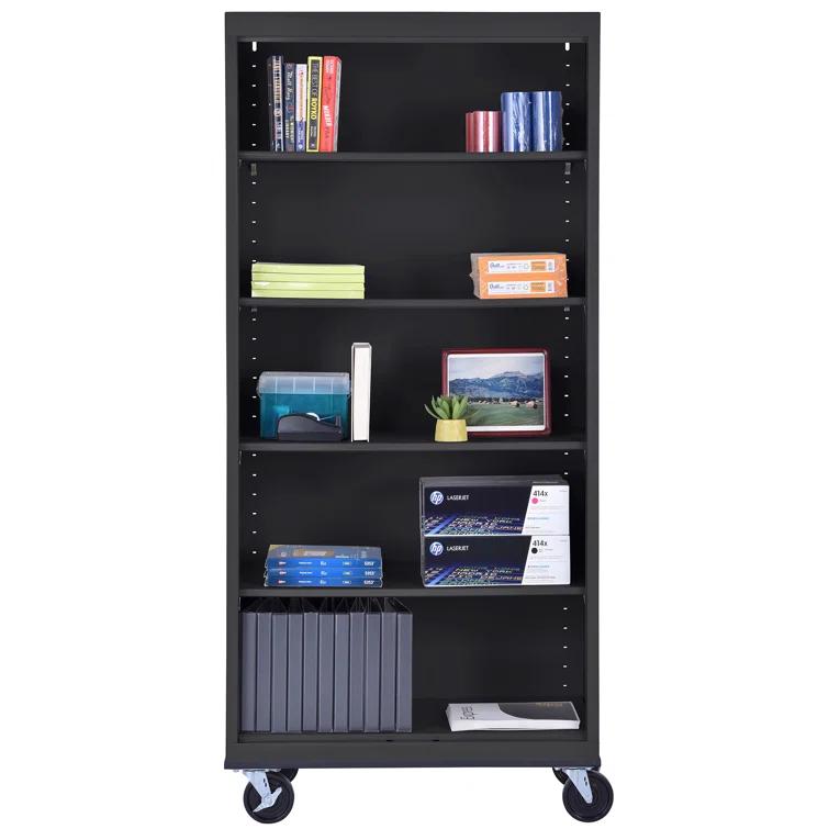 Sandusky Lee 36" W x 18" D x 78" H Steel Mobile Bookcase with 4 Adjustable Shelves by Sandusky