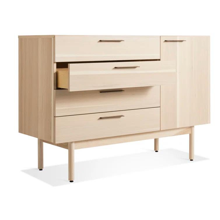 Shale 4-Drawer 1-Door Light Walnut Credenza Sideboard