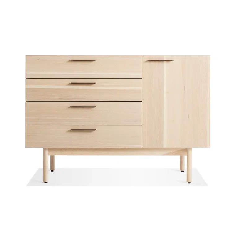 Shale 4-Drawer 1-Door Light Walnut Credenza Sideboard