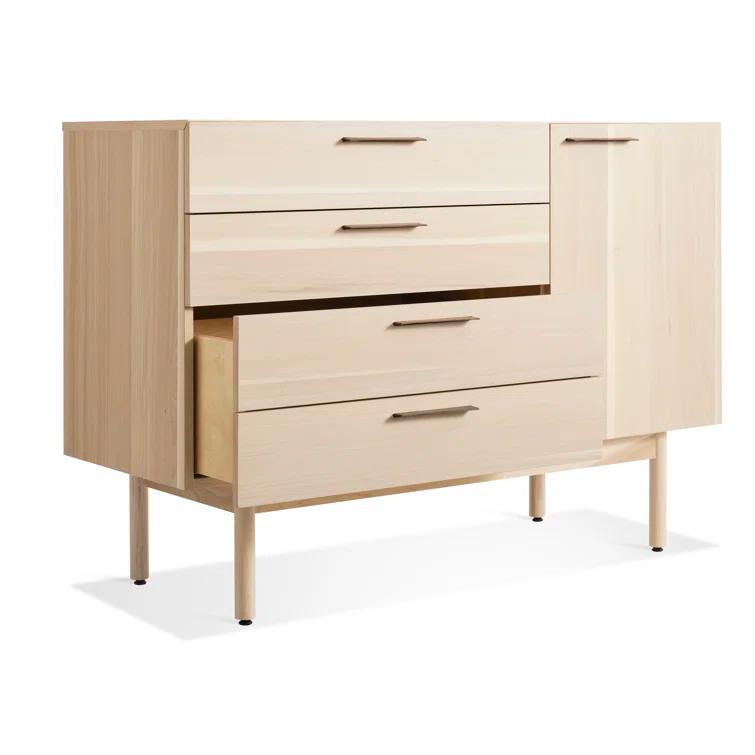Shale 4-Drawer 1-Door Light Walnut Credenza Sideboard