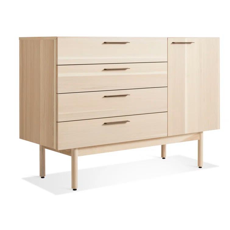 Shale 4-Drawer 1-Door Light Walnut Credenza Sideboard