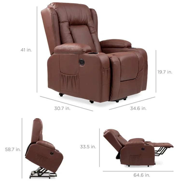 Hokku Designs Xola Electric Power Lift Recliner Massage Chair Furniture w/ USB Port, Heat, Cupholders