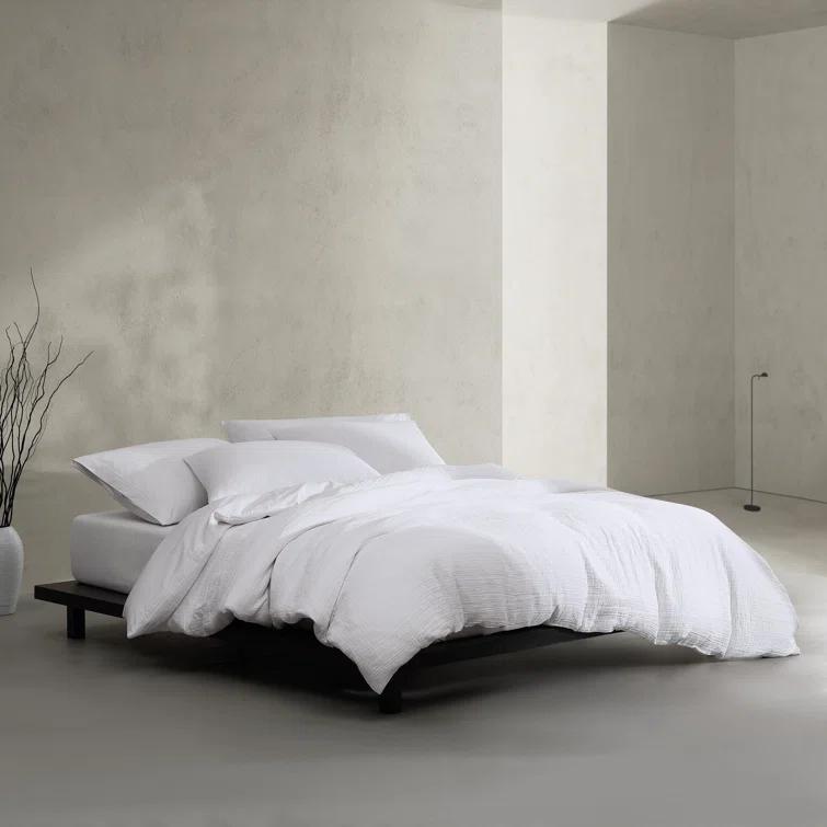 Calvin Klein Washed Texture Solid Cotton Duvet Cover Set