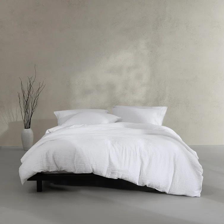 Calvin Klein Washed Texture Solid Cotton Duvet Cover Set