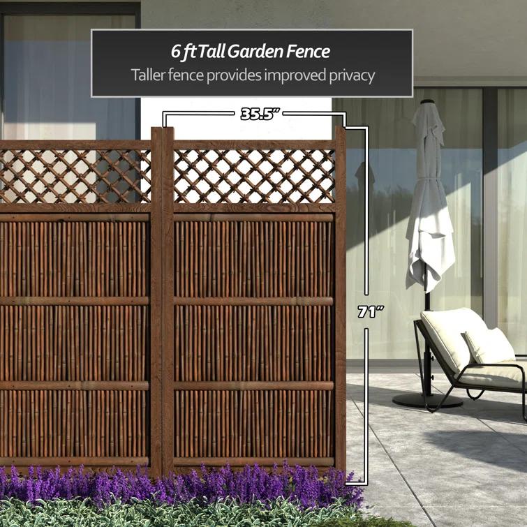 Red Lantern 6 ft. x 3 ft. Kogeta Zen Garden Bamboo Fence Panel