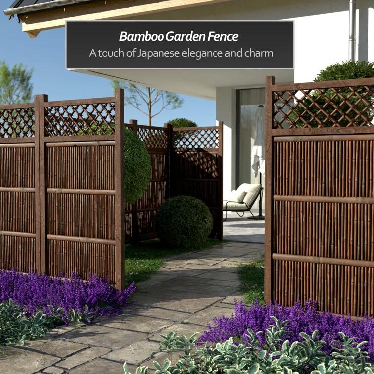 Red Lantern 6 ft. x 3 ft. Kogeta Zen Garden Bamboo Fence Panel