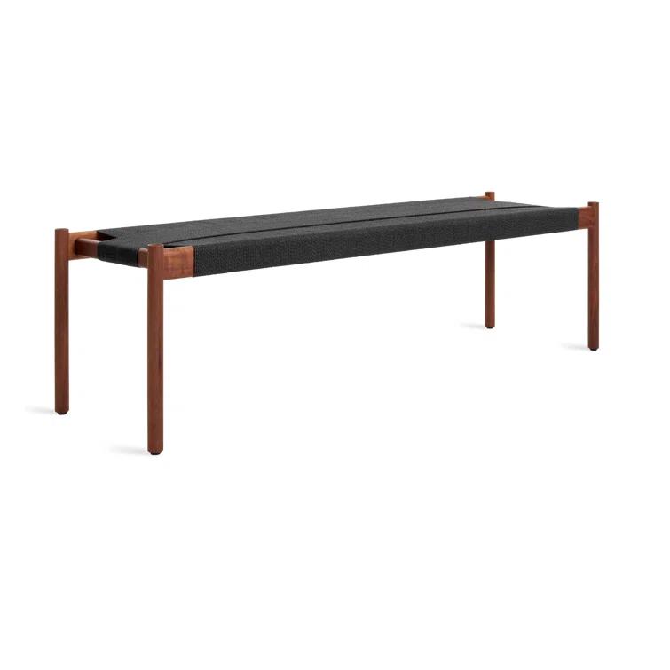 Invitation Oak Wood and Natural Woven Cord 64" Bench