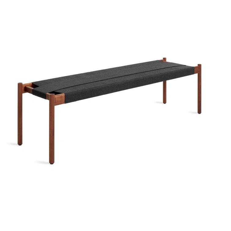 Invitation Oak Wood and Natural Woven Cord 64" Bench