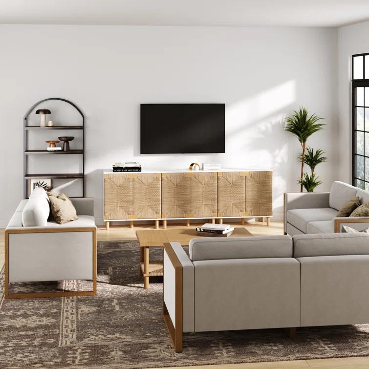 Shellie Solid Wood 2 - Door Accent Cabinet Set or TV Stand